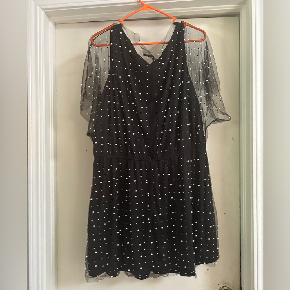 Black pearl and rhinestone dress